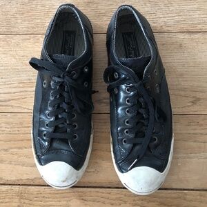 Jack Purcell Black Leather Converse Sneakers -- 9 Men's